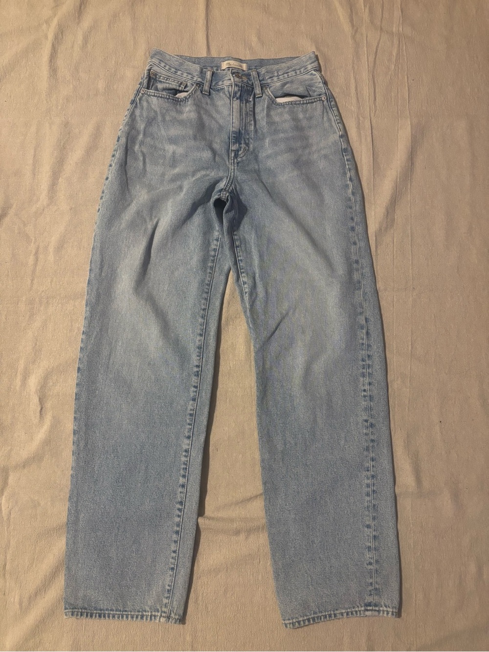 Madewell High-Rise Baggy Straight Jeans Light Wash 28 Tall Non-Stretch